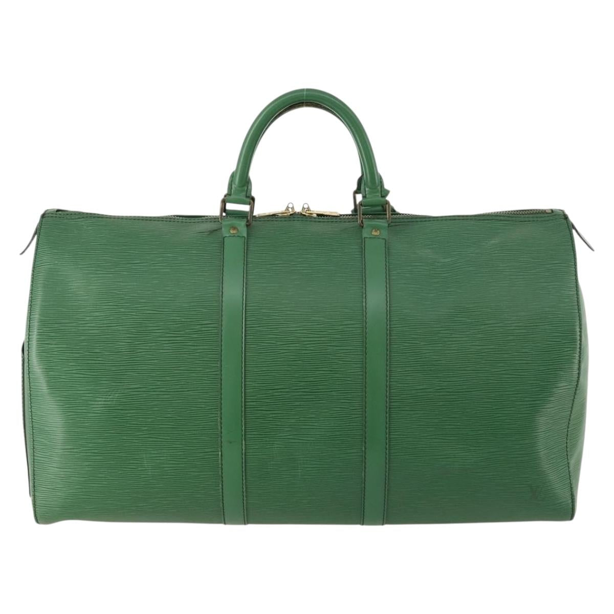 LOUIS VUITTON Epi Keepall 50 Boston Bag Green M42964 LV Auth 171672