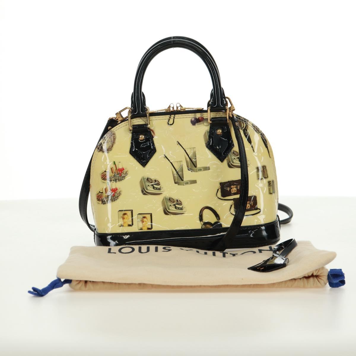 LOUIS VUITTON Vernis Sticker Print Alma PM Hand Bag White M50466 LV Auth 171697V