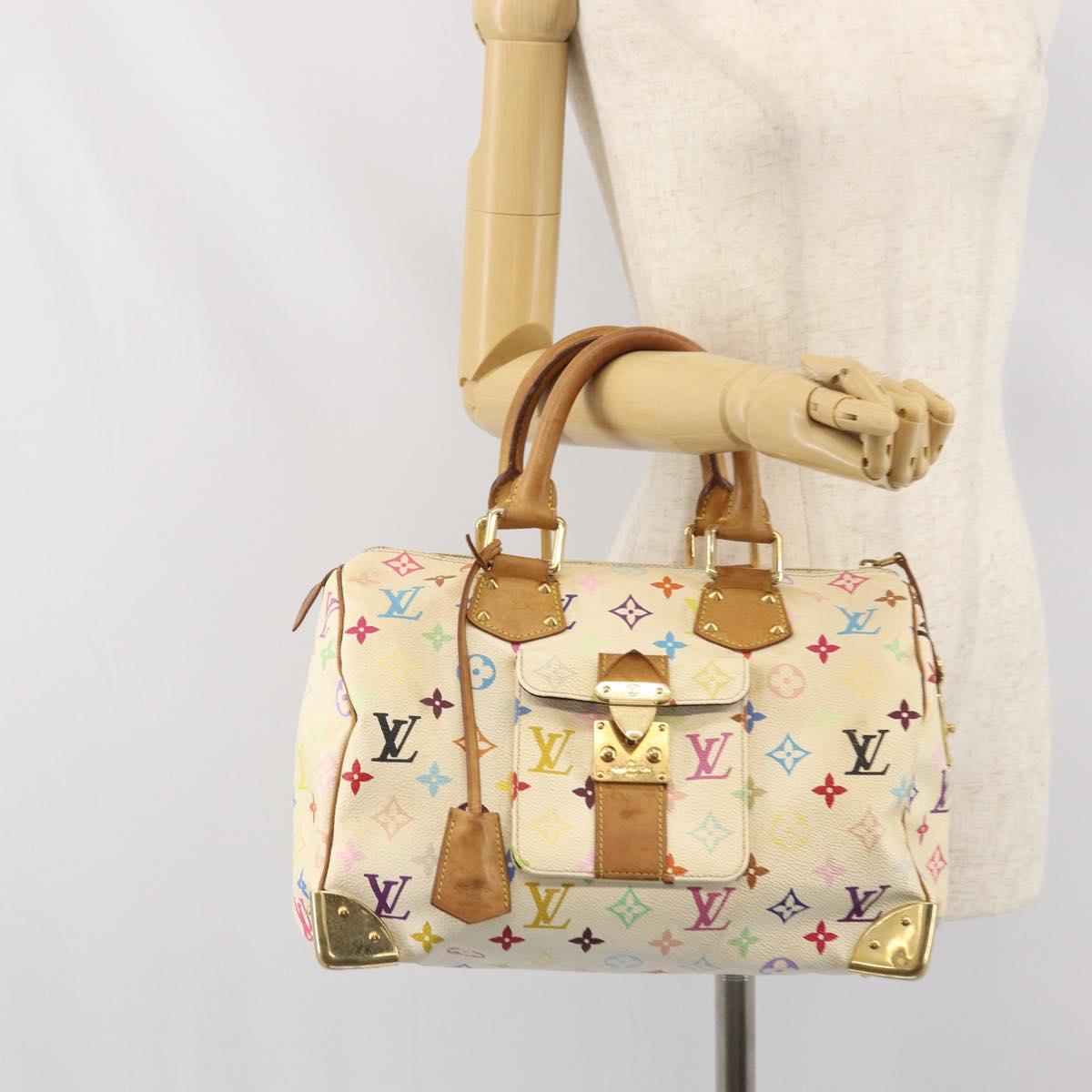 LOUIS VUITTON Monogram Multicolor Speedy 30 Bag White Bron M92643 LV Auth 171774