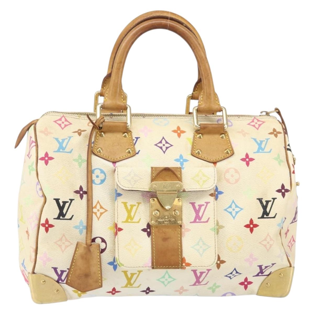 LOUIS VUITTON Monogram Multicolor Speedy 30 Bag White Bron M92643 LV Auth 171774