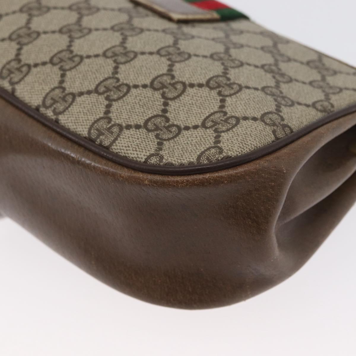 GUCCI GG Supreme Web Sherry Line Bag PVC Beige Gold 72 02 024 Auth 171796