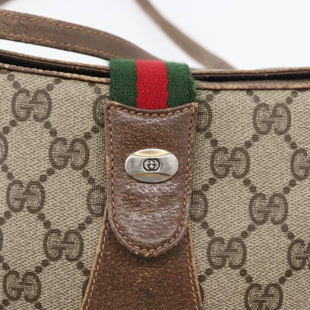 GUCCI GG Supreme Web Sherry Line Bag PVC Beige Gold 72 02 024 Auth 171796