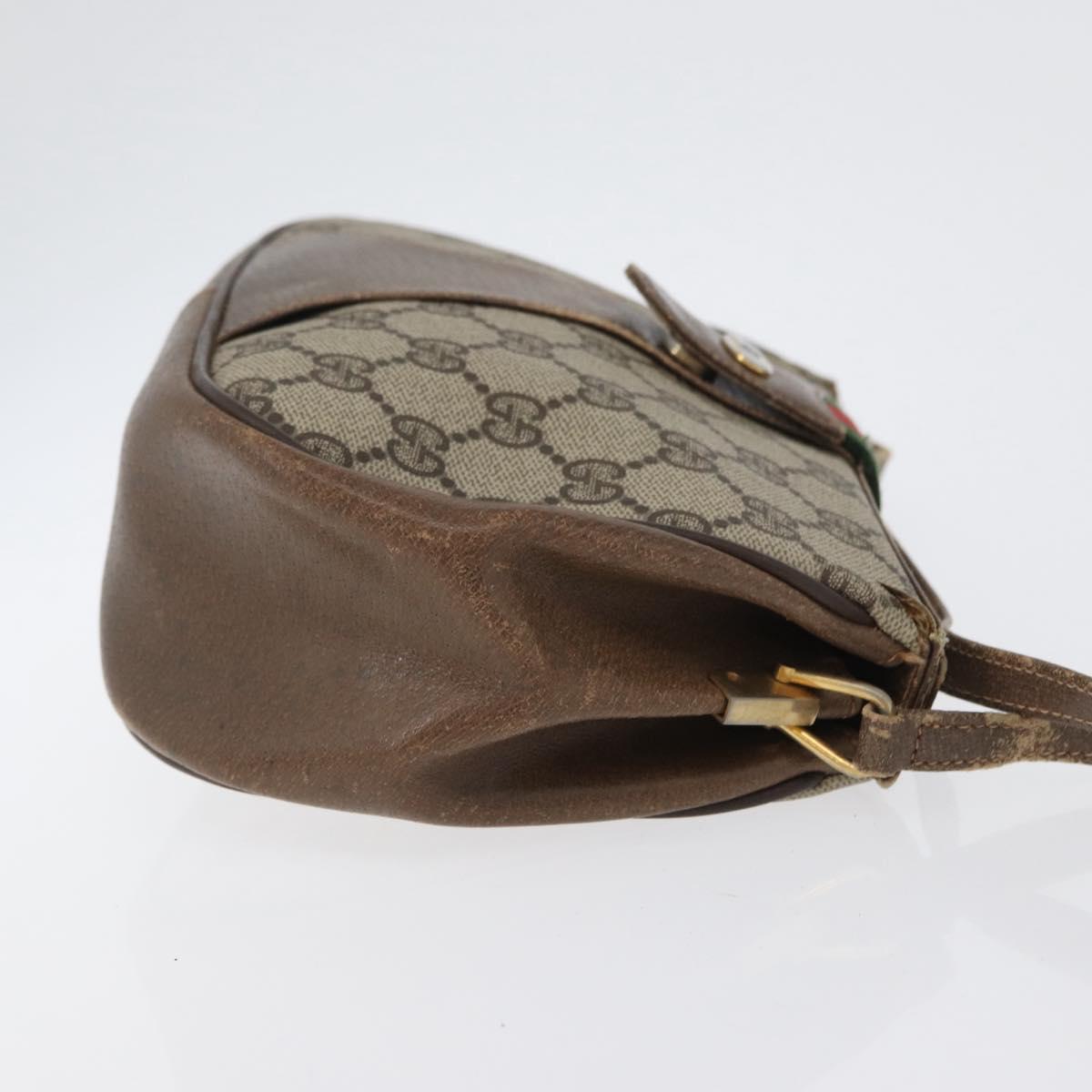 GUCCI GG Supreme Web Sherry Line Bag PVC Beige Gold 72 02 024 Auth 171796