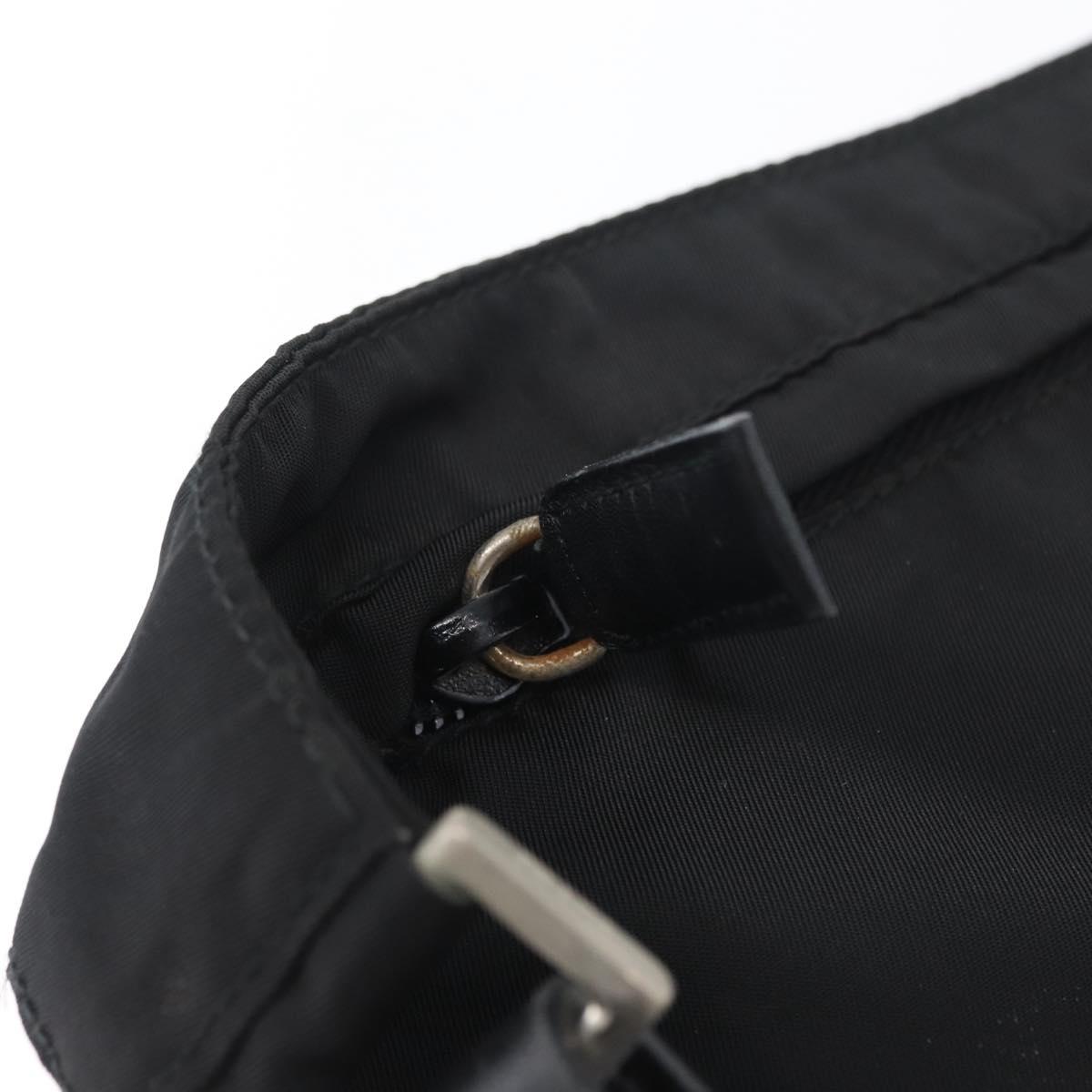 PRADA Body Bag Nylon Black Silver Auth 171799