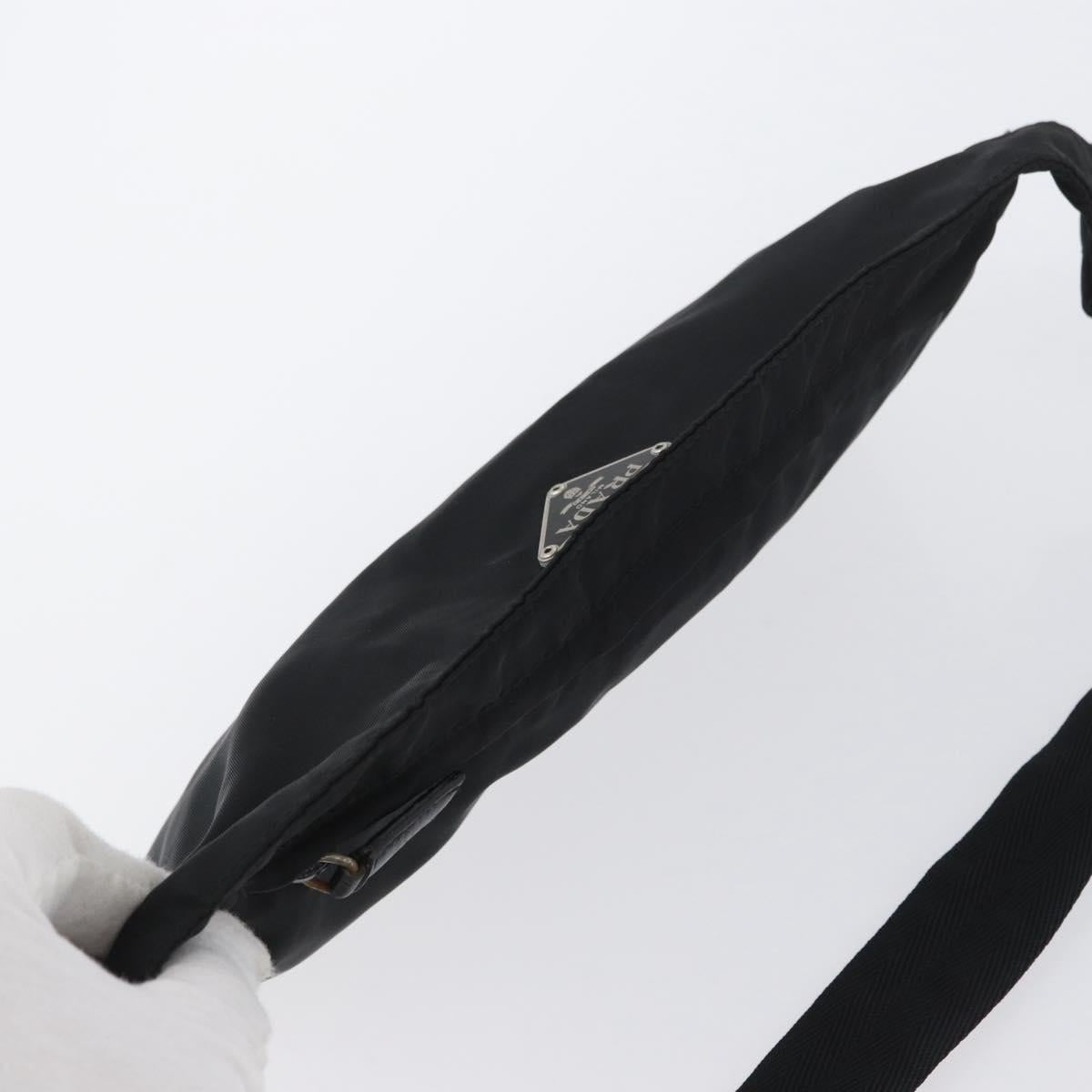 PRADA Body Bag Nylon Black Silver Auth 171799