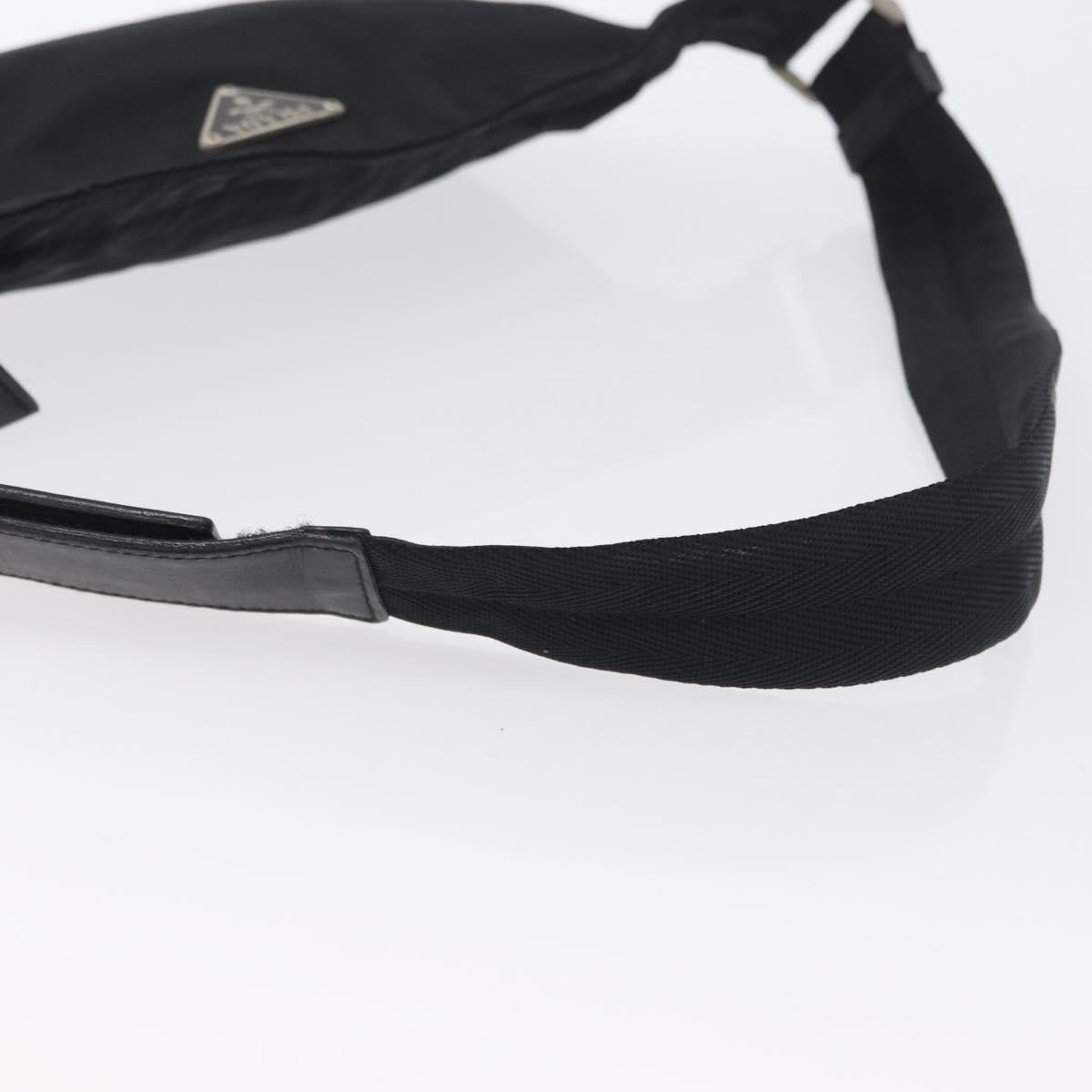 PRADA Body Bag Nylon Black Silver Auth 171799