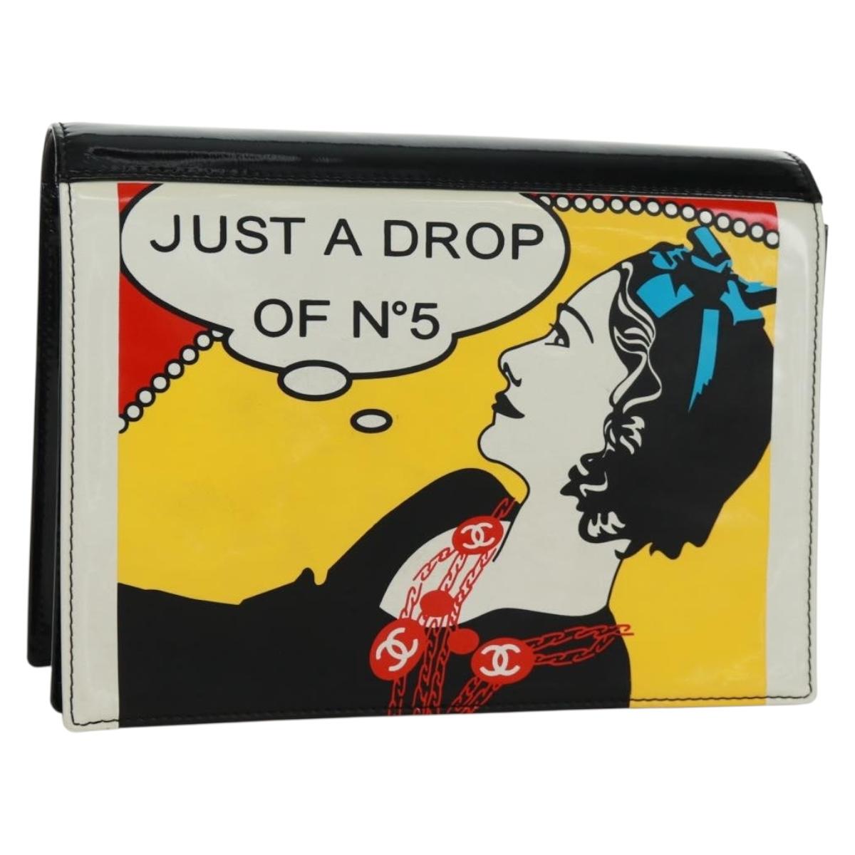 CHANEL Mademoiselle Comic JUST A DROP OF NO.5 Bag Patent Leather CC Auth 171816V