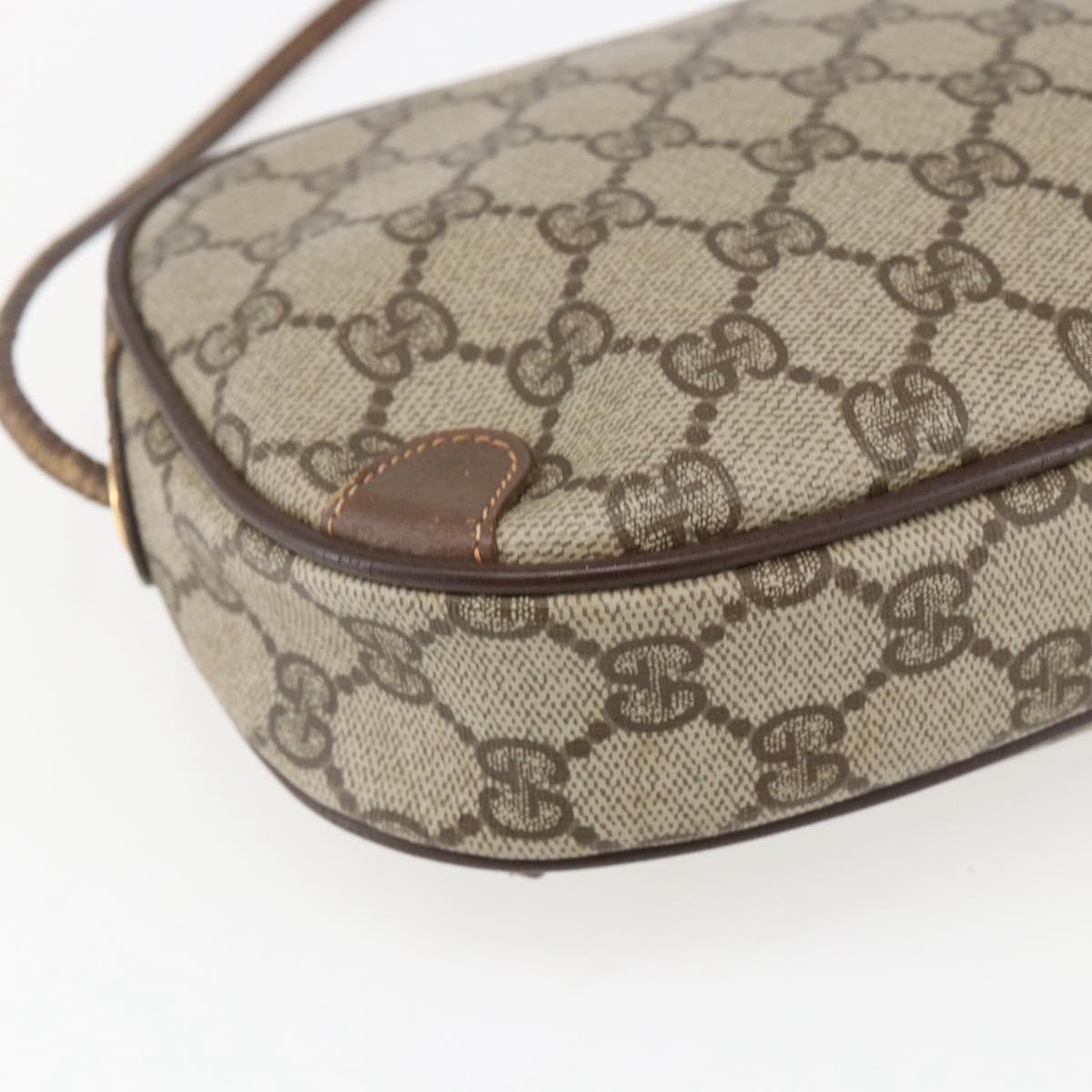 GUCCI GG Supreme Web Sherry Line Bag PVC Beige Gold 156 02 066 Auth 171823