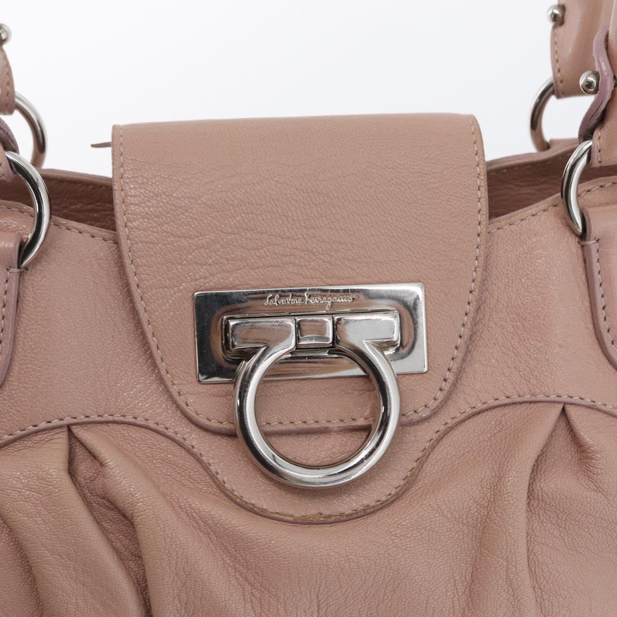 Salvatore Ferragamo Gancini Hand Bag Leather Pink Silver Auth 171824
