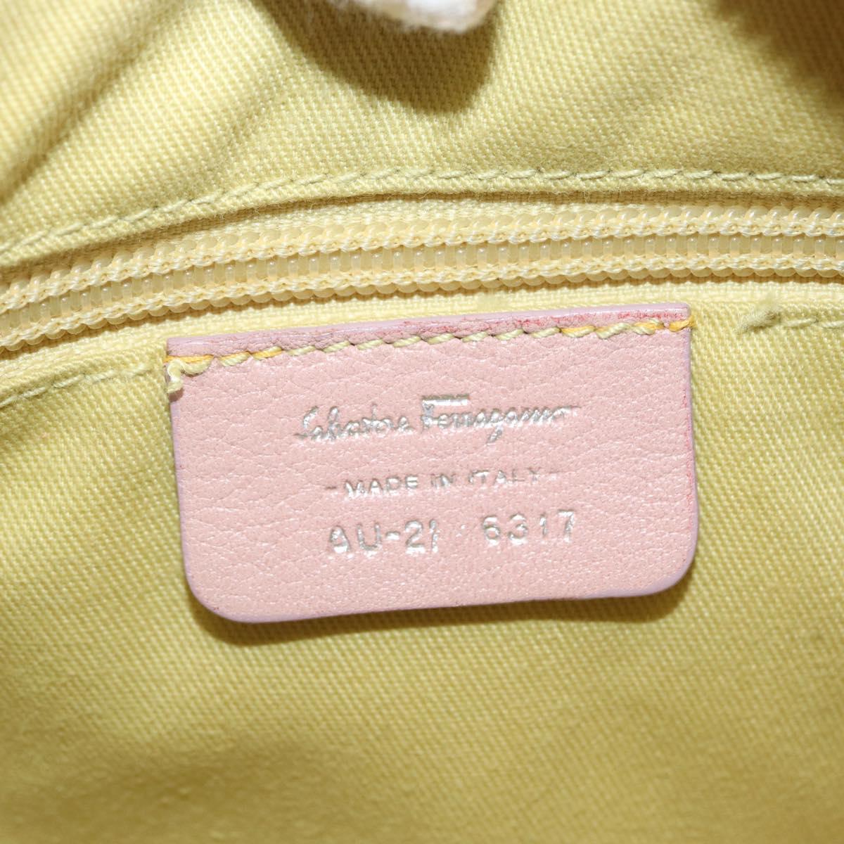 Salvatore Ferragamo Gancini Hand Bag Leather Pink Silver Auth 171824