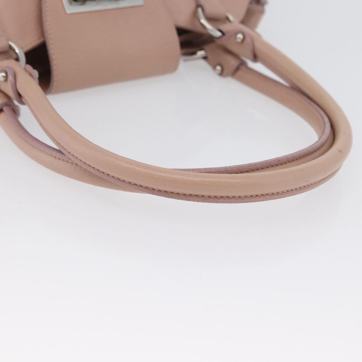 Salvatore Ferragamo Gancini Hand Bag Leather Pink Silver Auth 171824