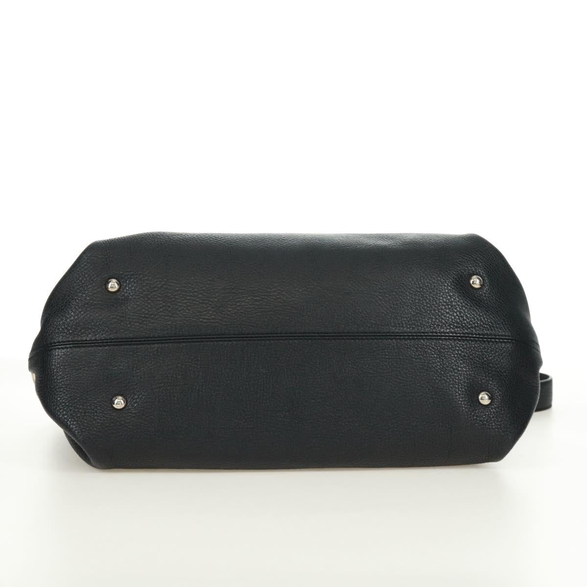 Salvatore Ferragamo Gancini Sofia Hand Bag Leather 2way Black Auth 171826A