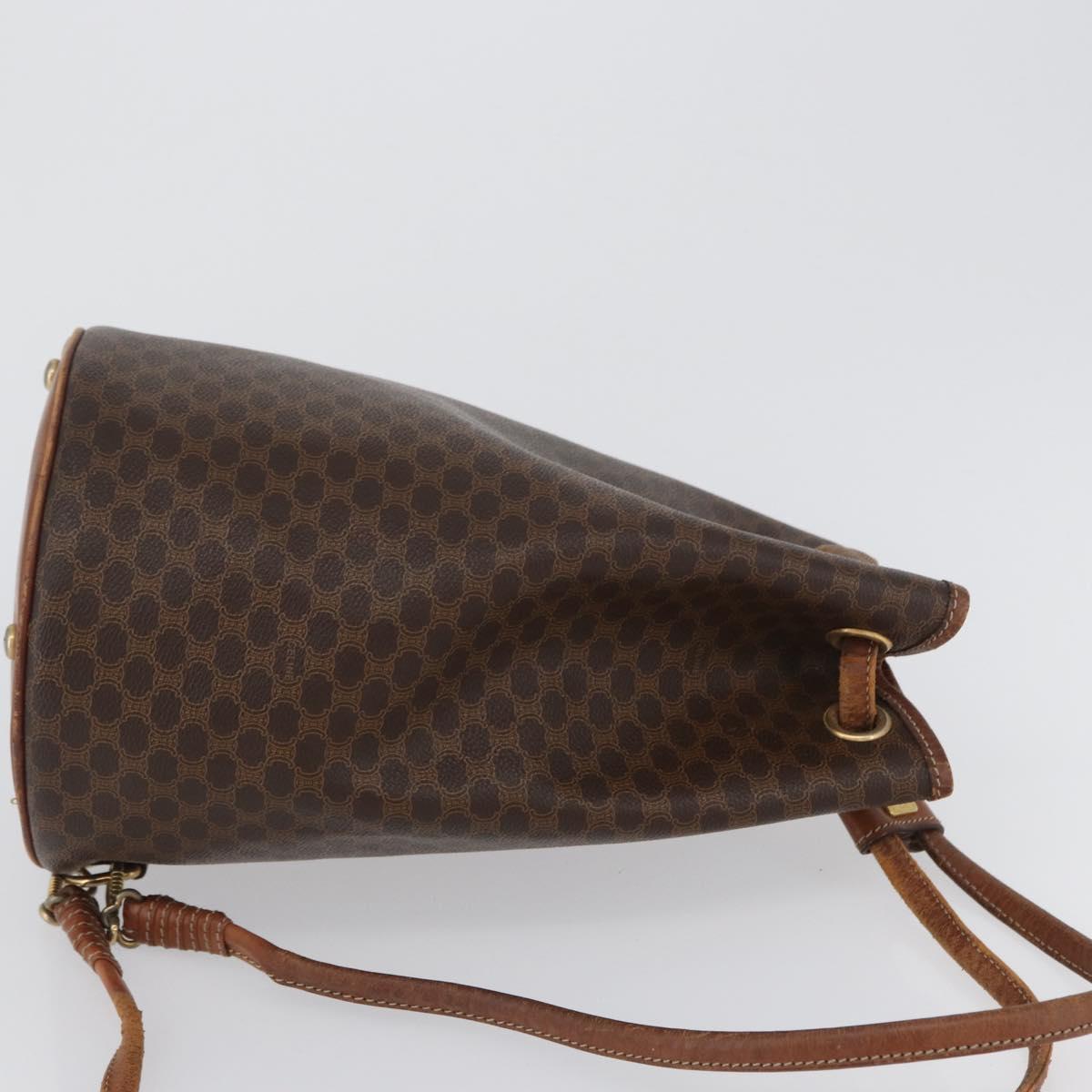 CELINE Macadam Canvas Shoulder Bag PVC Leather Brown Gold Auth 171835