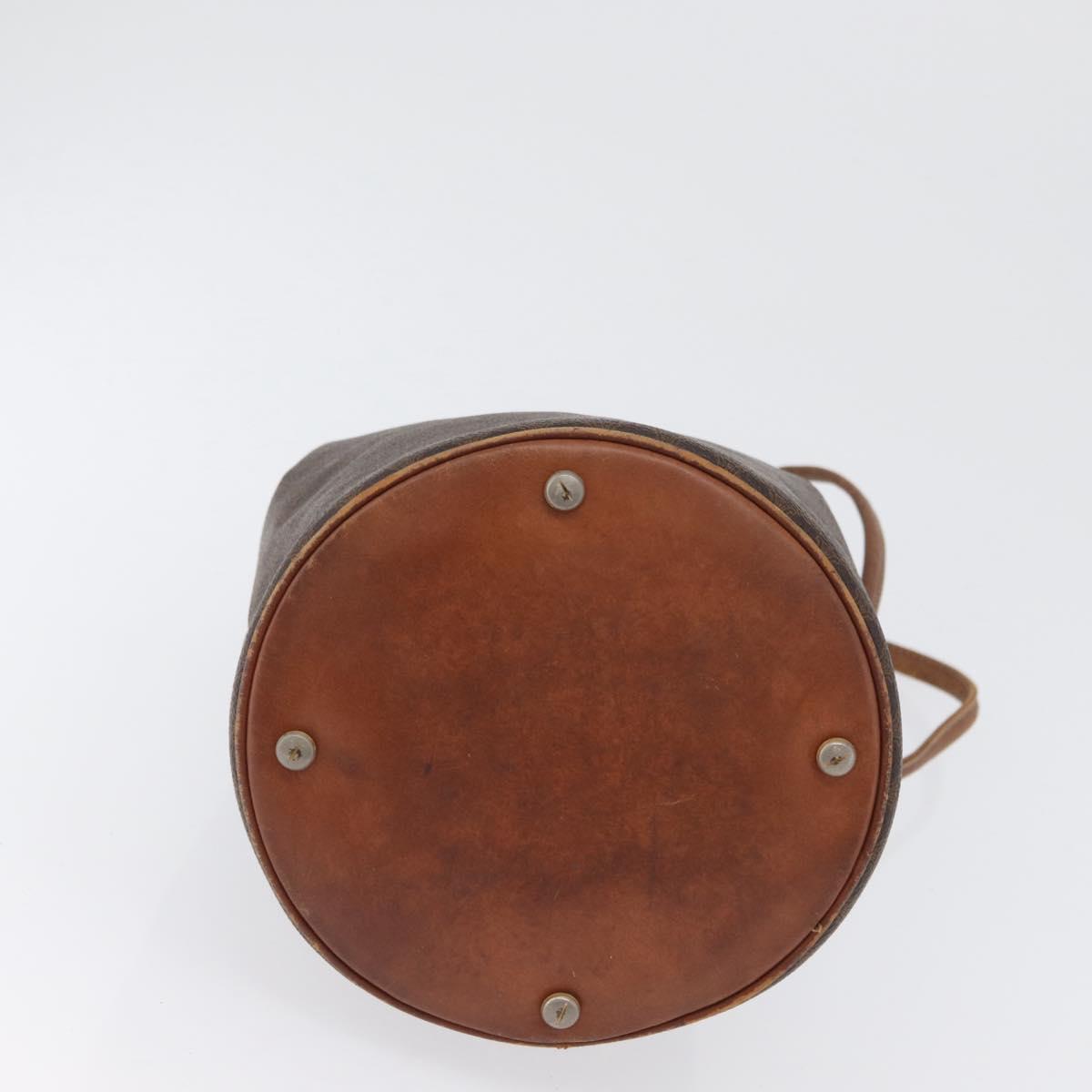 CELINE Macadam Canvas Shoulder Bag PVC Leather Brown Gold Auth 171835