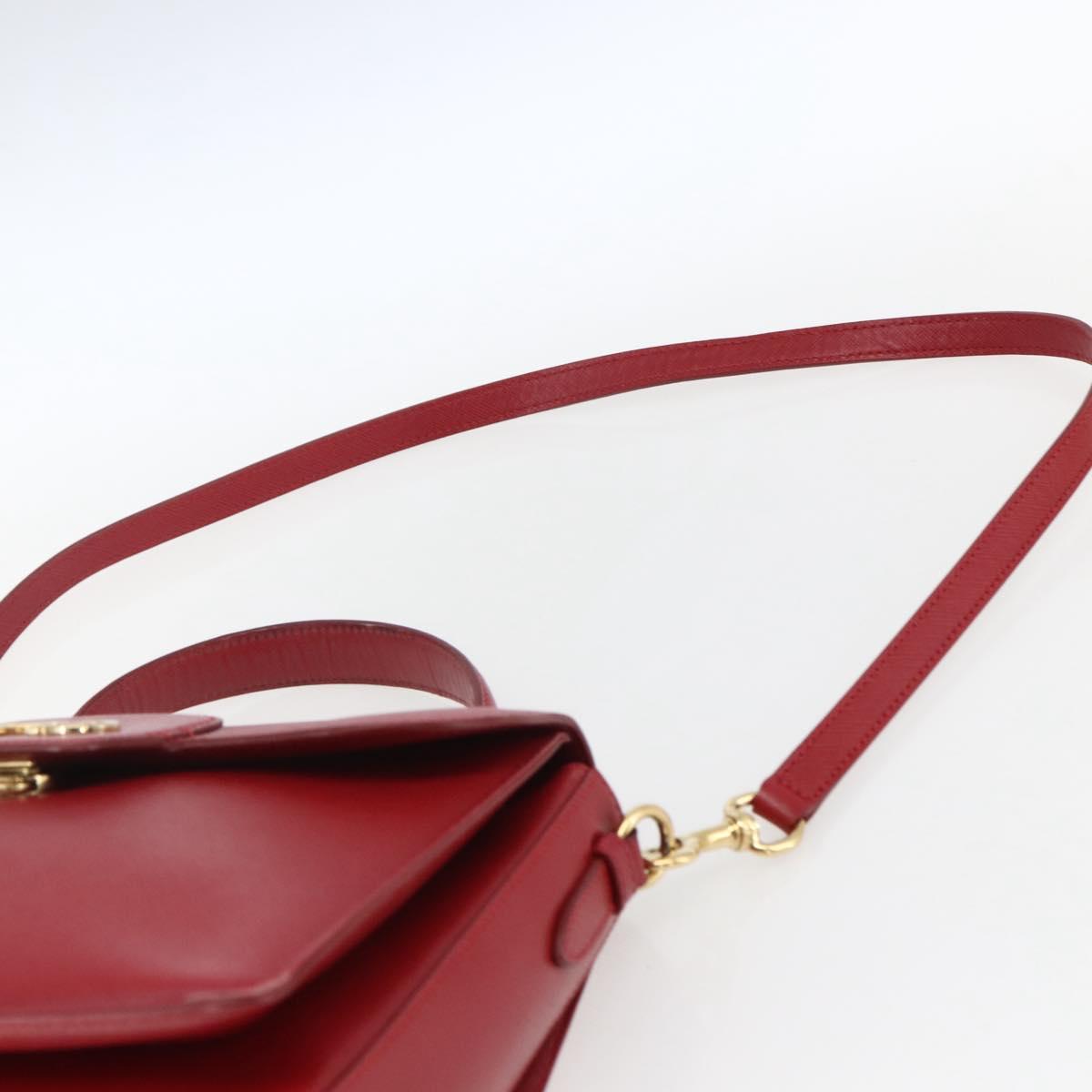 Salvatore Ferragamo Gancini Hand Bag Leather 2way Red Gold Auth 171837