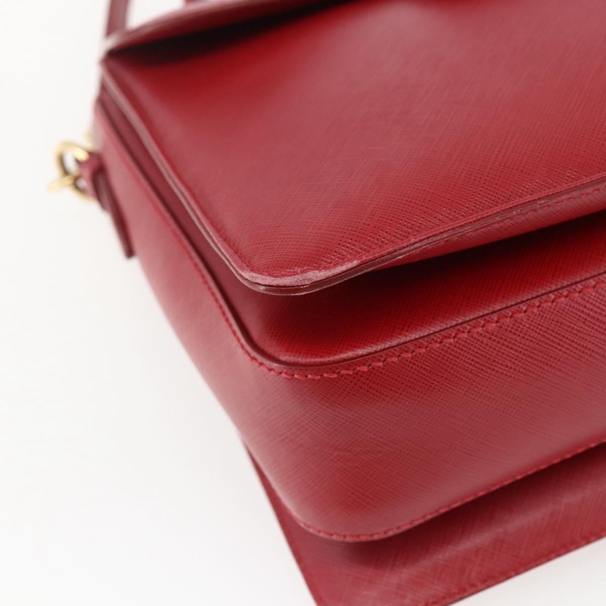 Salvatore Ferragamo Gancini Hand Bag Leather 2way Red Gold Auth 171837