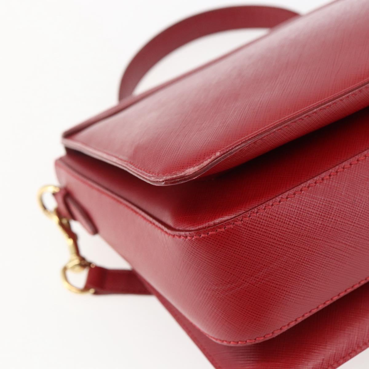 Salvatore Ferragamo Gancini Hand Bag Leather 2way Red Gold Auth 171837