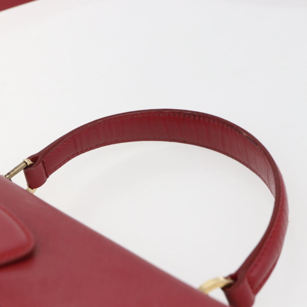 Salvatore Ferragamo Gancini Hand Bag Leather 2way Red Gold Auth 171837
