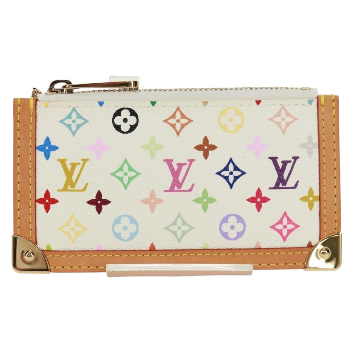 LOUIS VUITTON Multicolor Pochette Cles Coin Purse White M92655 LV Auth 171841V