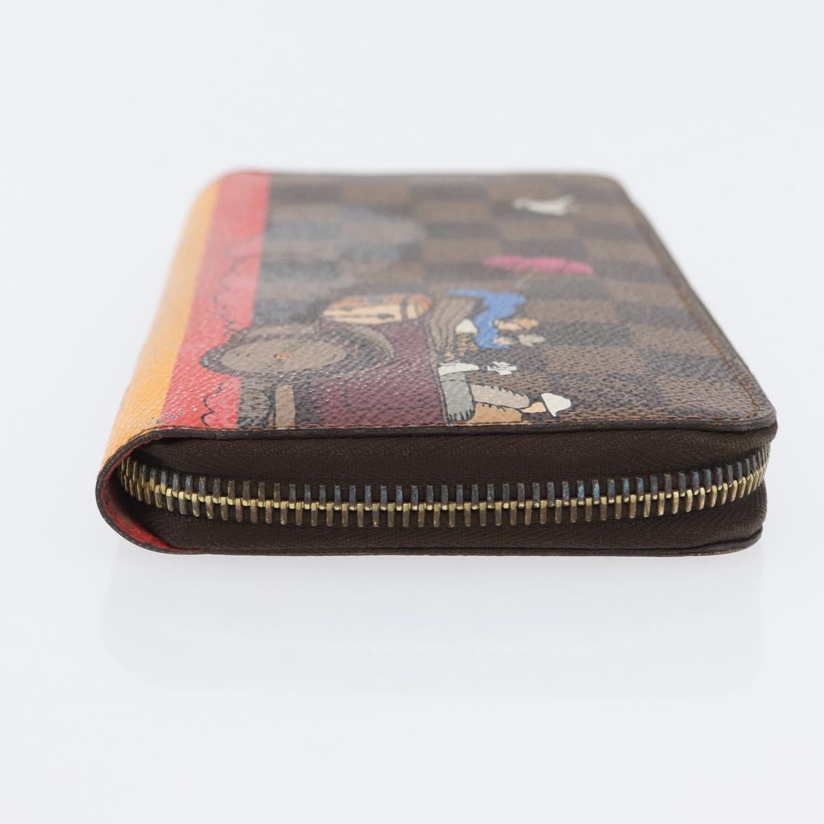 LOUIS VUITTON Damier Ebene Zippy Wallet 2015 Christmas Only N61240 Auth 171846