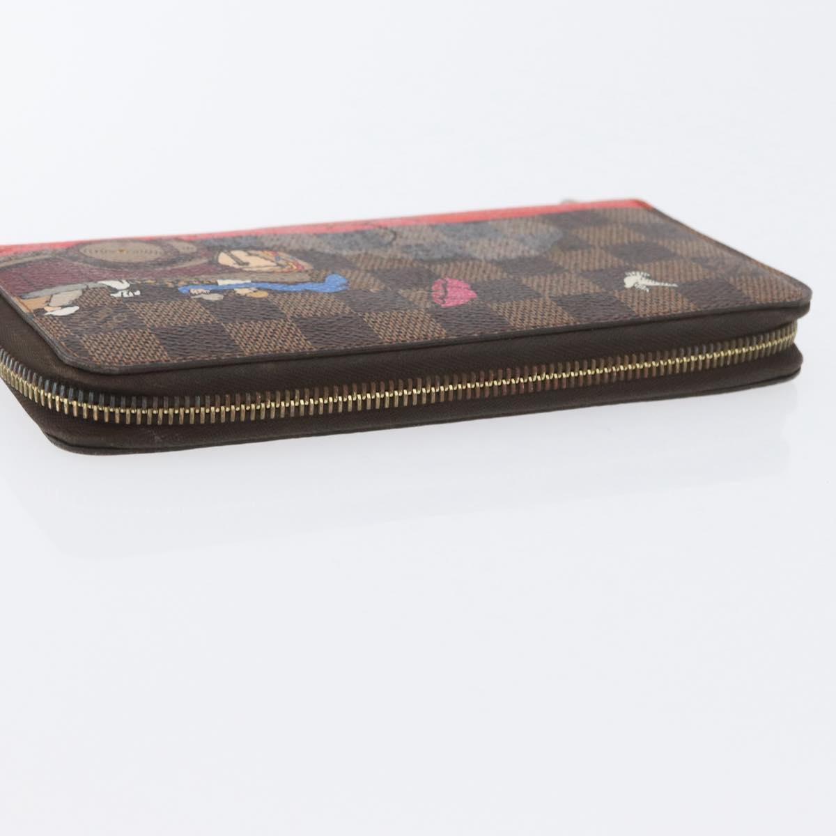 LOUIS VUITTON Damier Ebene Zippy Wallet 2015 Christmas Only N61240 Auth 171846