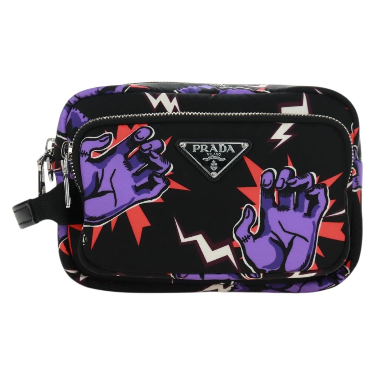 PRADA Universal Studio Collaboration Frankenstein Bag Nylon Purple Auth 171848M