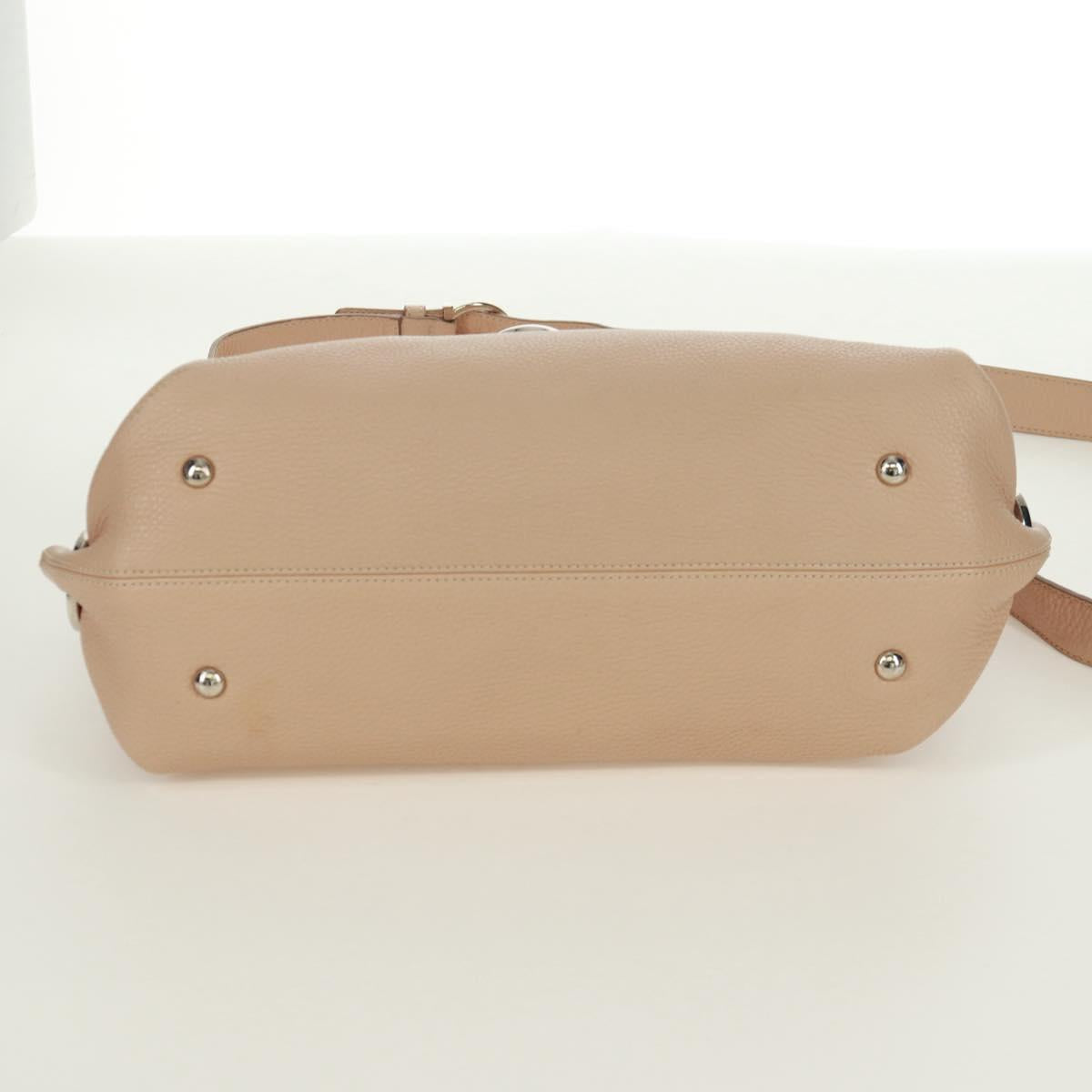 Salvatore Ferragamo Gancini Sofia Hand Bag Leather 2way Beige Auth 171849A