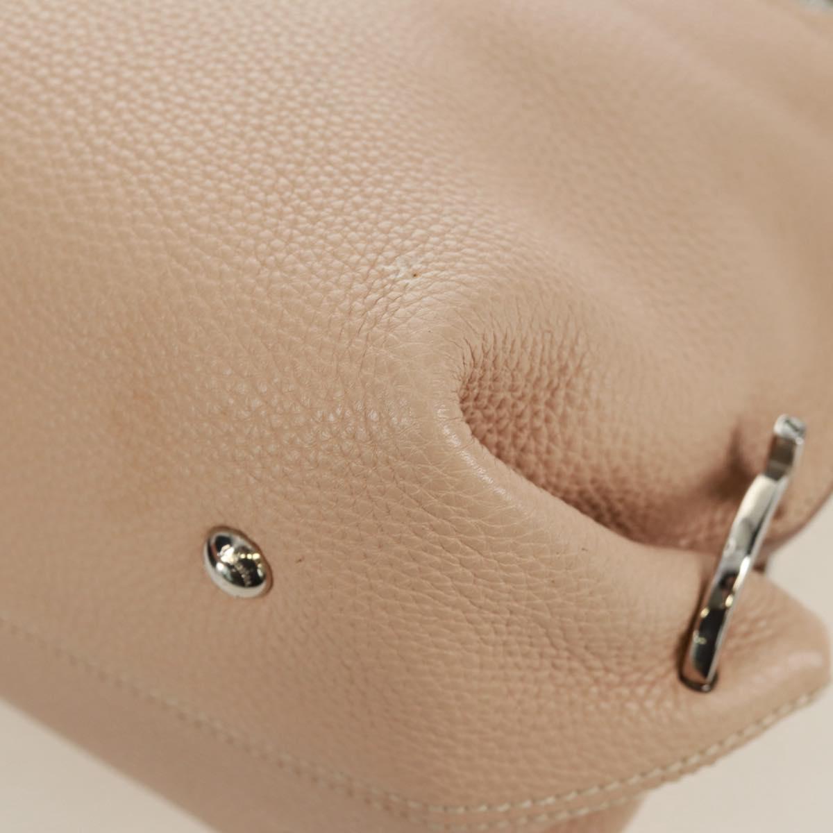 Salvatore Ferragamo Gancini Sofia Hand Bag Leather 2way Beige Auth 171849A
