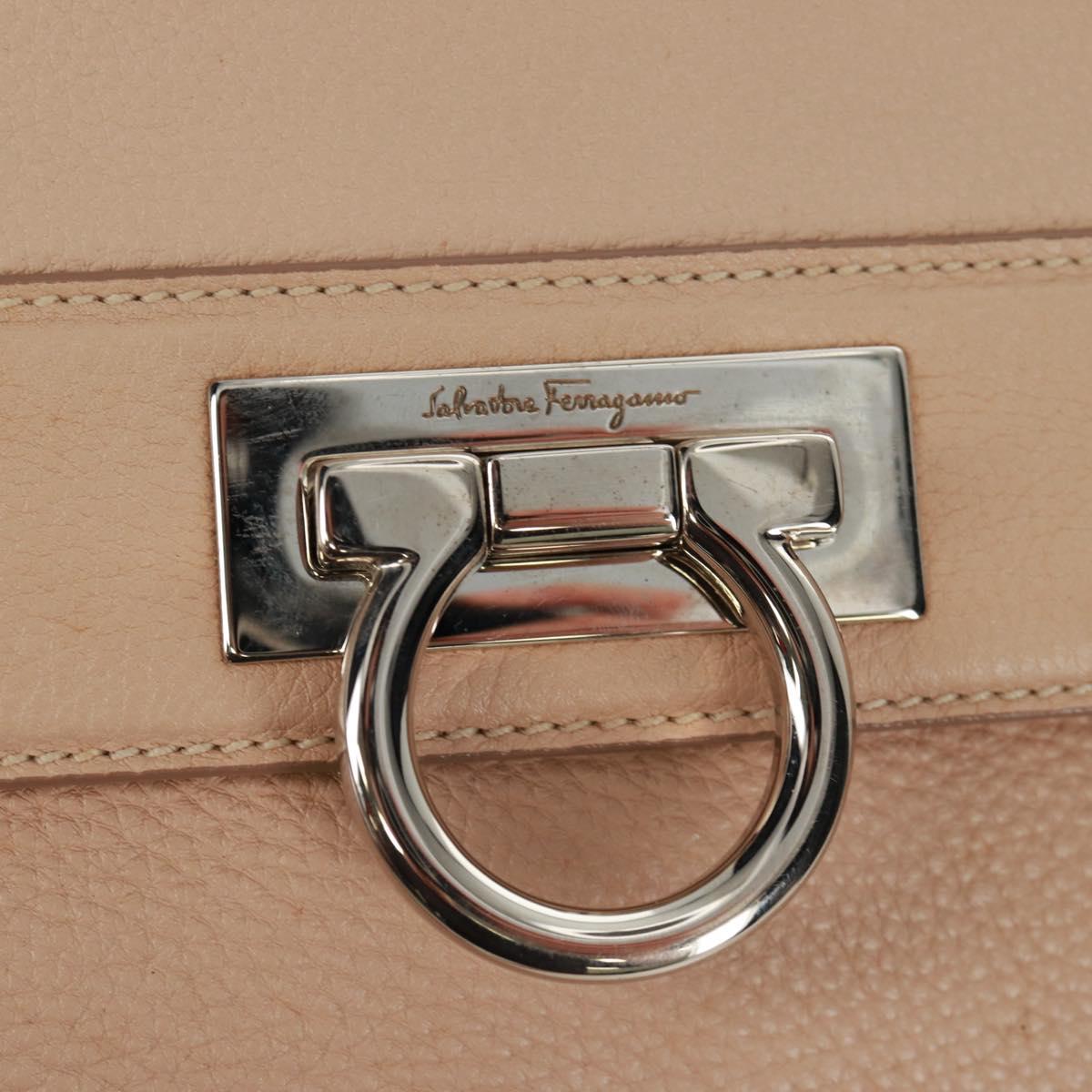 Salvatore Ferragamo Gancini Sofia Hand Bag Leather 2way Beige Auth 171849A