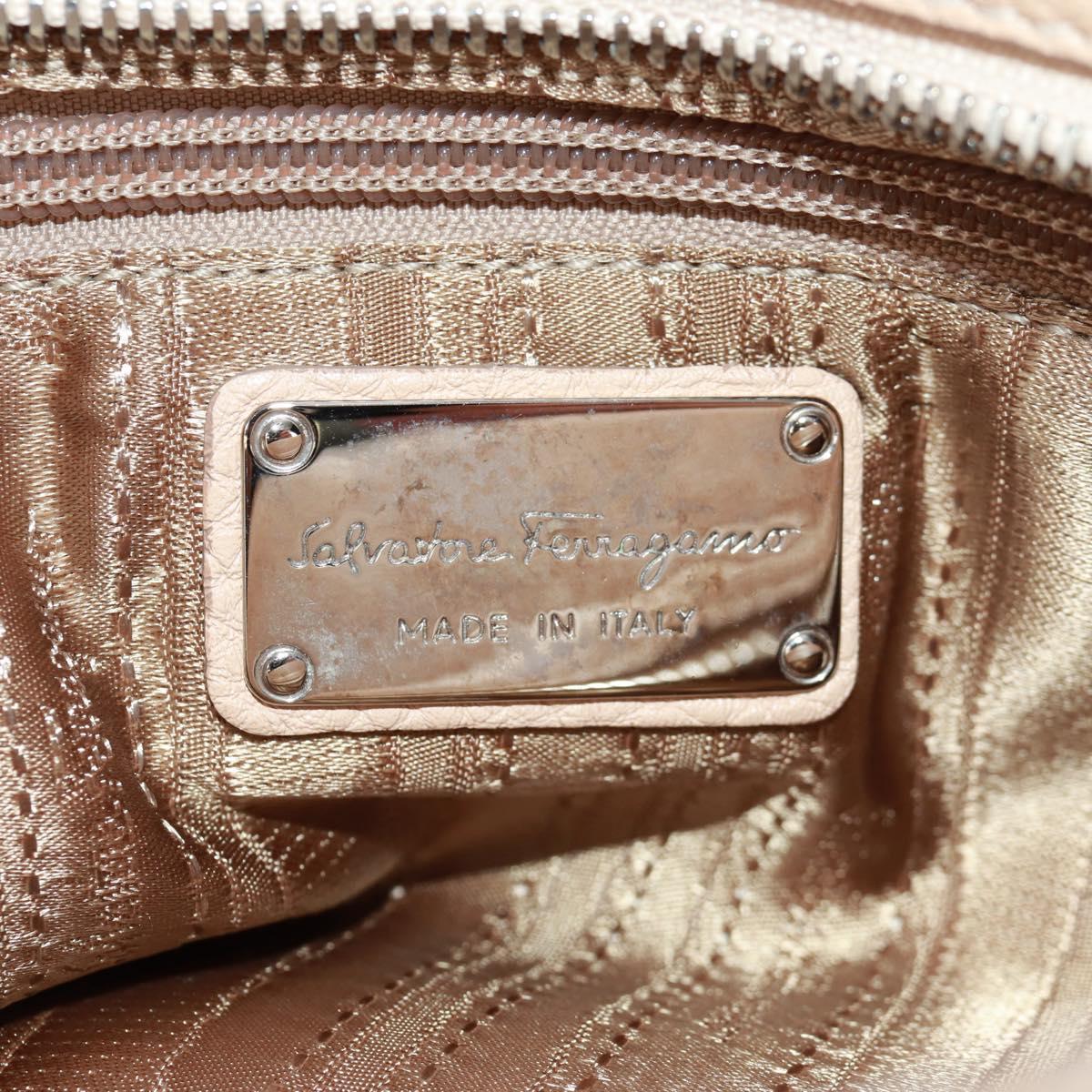 Salvatore Ferragamo Gancini Sofia Hand Bag Leather 2way Beige Auth 171849A