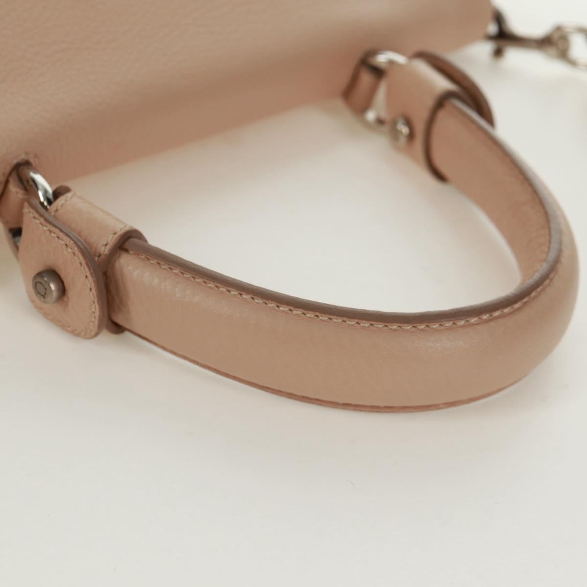Salvatore Ferragamo Gancini Sofia Hand Bag Leather 2way Beige Auth 171849A