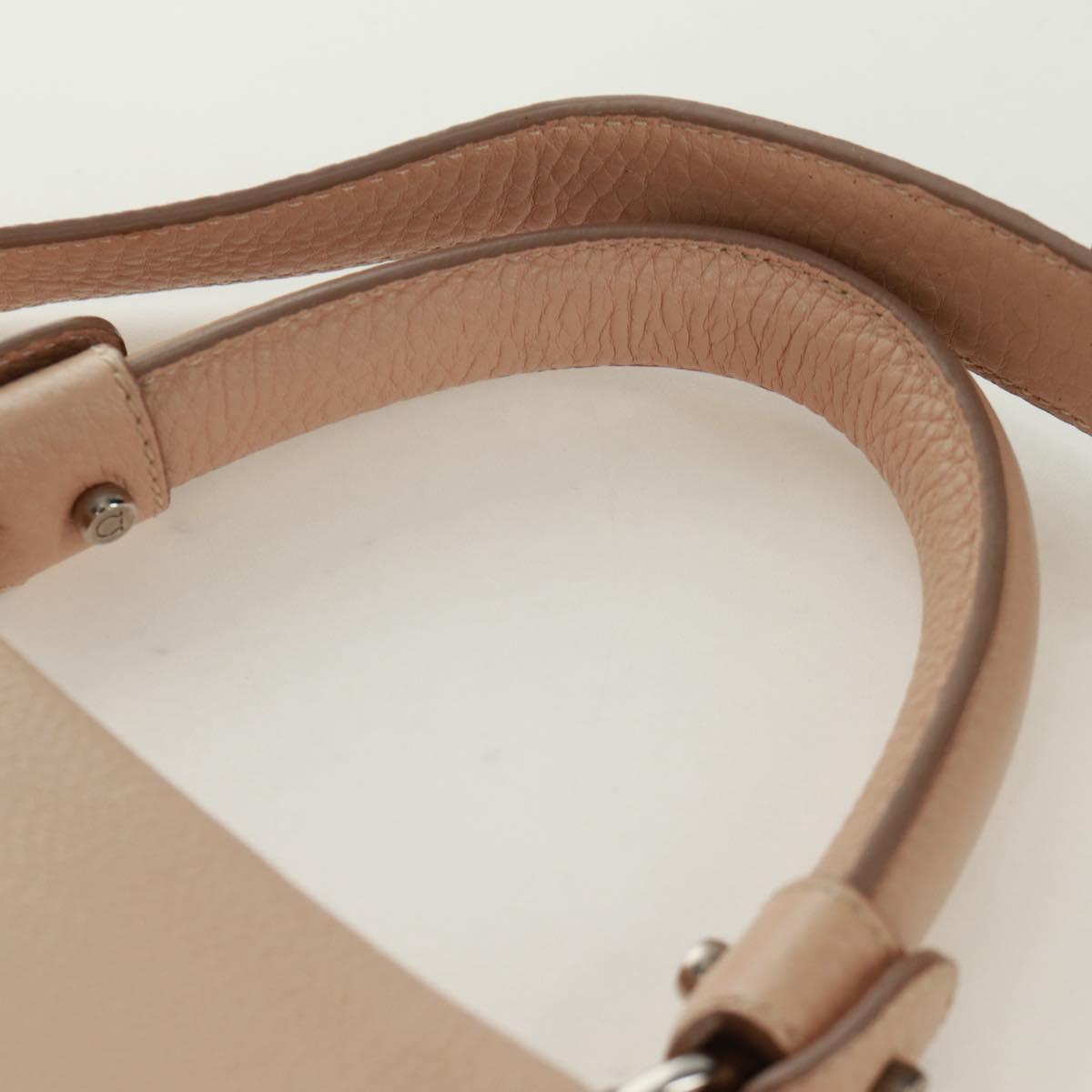 Salvatore Ferragamo Gancini Sofia Hand Bag Leather 2way Beige Auth 171849A