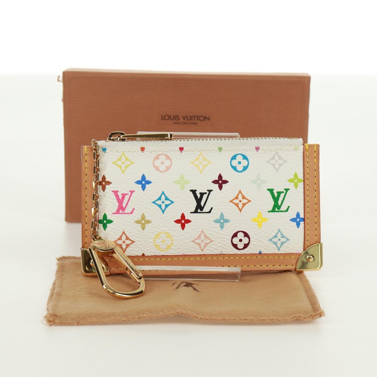 LOUIS VUITTON Multicolor Pochette Cles Coin Purse White M92655 LV Auth 171850V