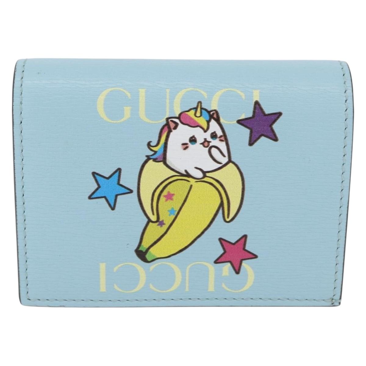 GUCCI Bananya Collaboration Compact Wallet Light Blue 701009 2067 Auth 171852M