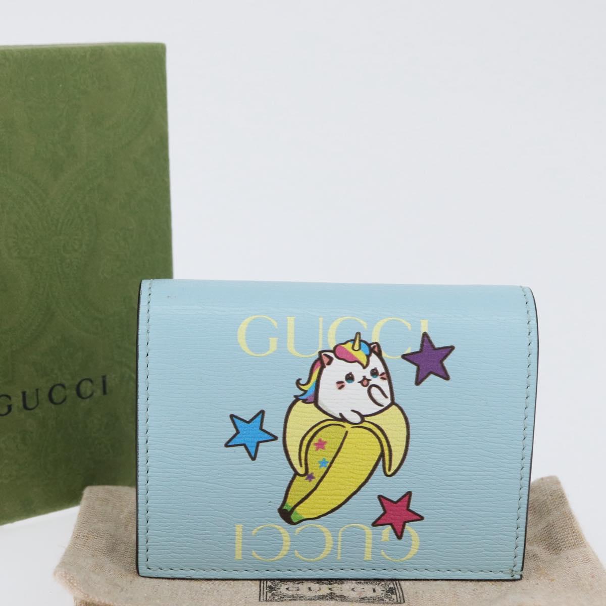 GUCCI Bananya Collaboration Compact Wallet Light Blue 701009 2067 Auth 171852M