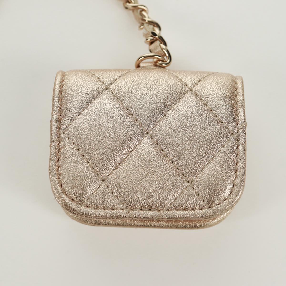 CHANEL Matelasse Air Pods Case & Coin Purse Earphone Lamb Skin CC Auth 171853SM