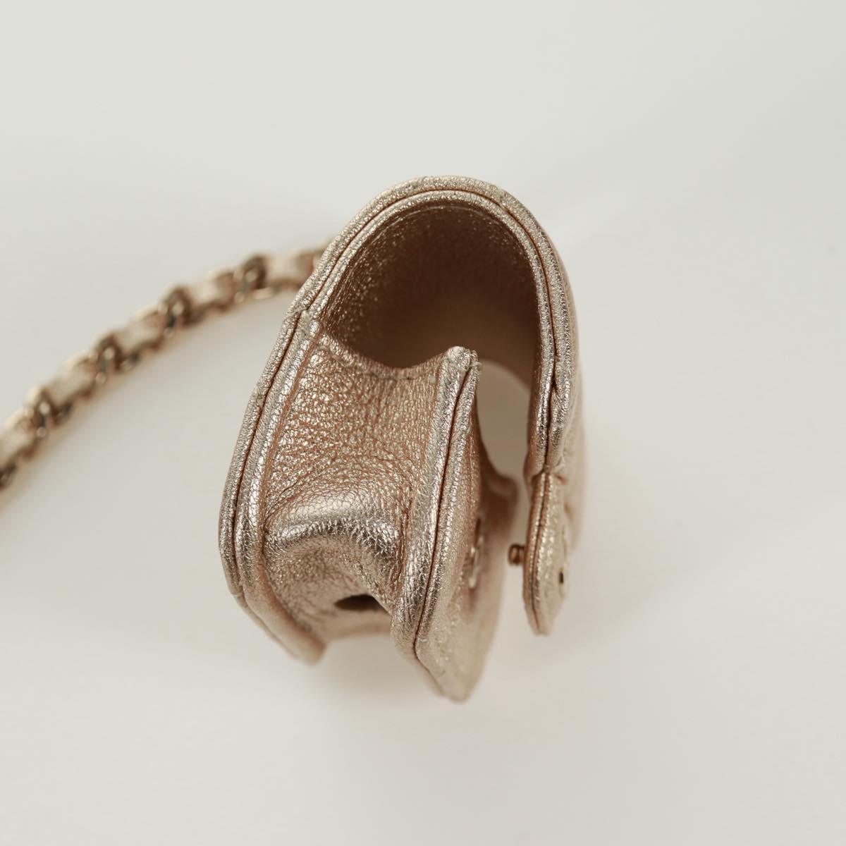 CHANEL Matelasse Air Pods Case & Coin Purse Earphone Lamb Skin CC Auth 171853SM