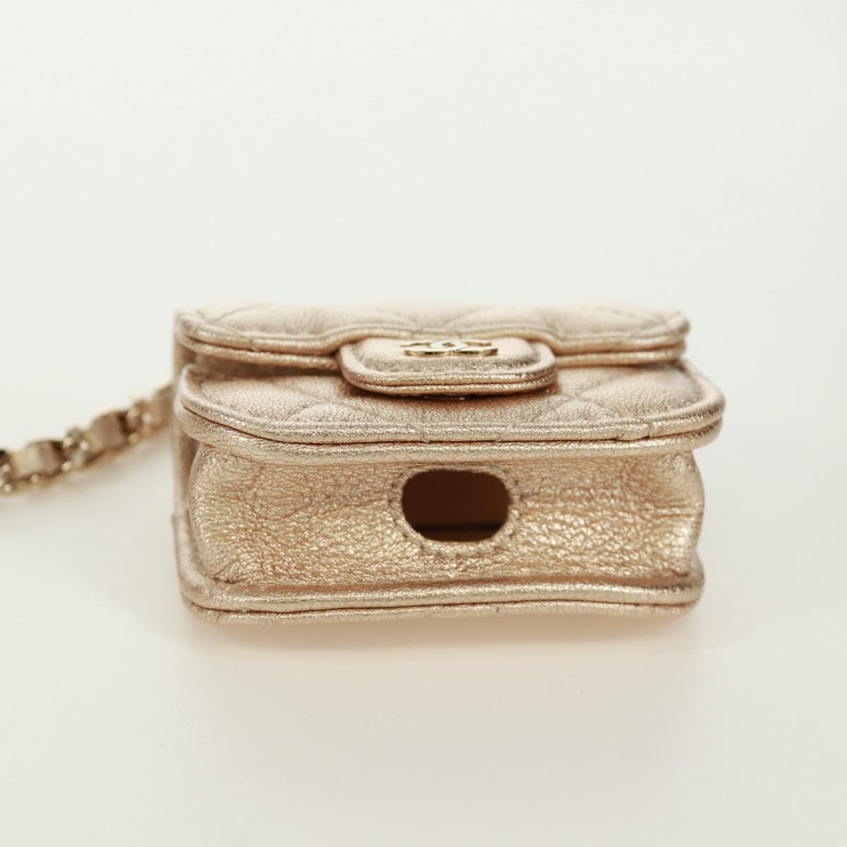 CHANEL Matelasse Air Pods Case & Coin Purse Earphone Lamb Skin CC Auth 171853SM