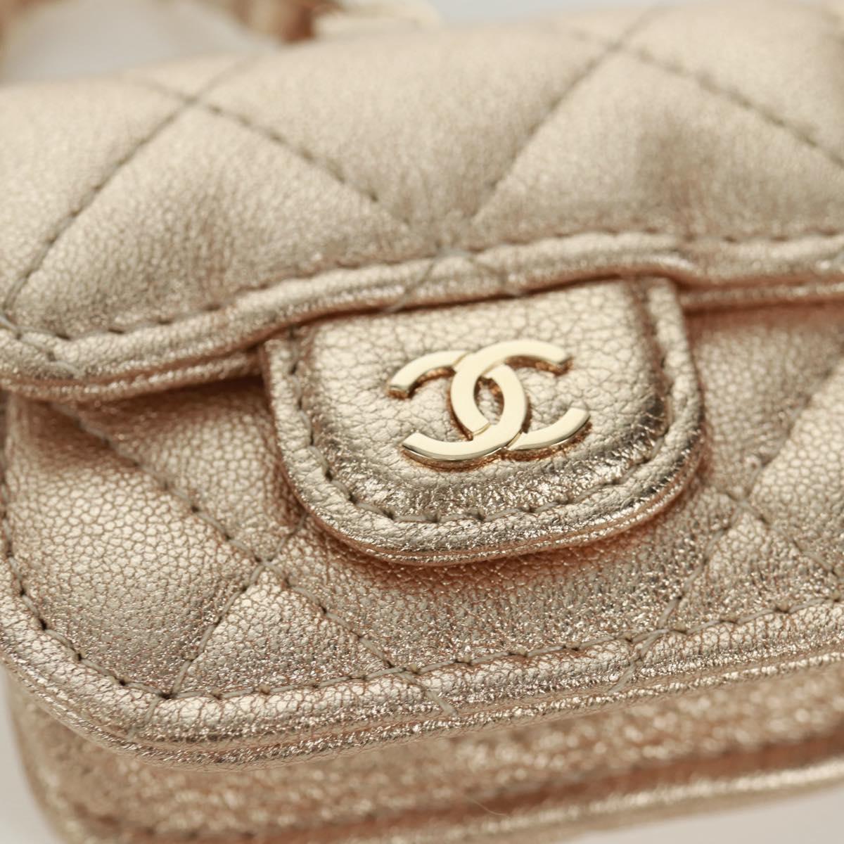 CHANEL Matelasse Air Pods Case & Coin Purse Earphone Lamb Skin CC Auth 171853SM