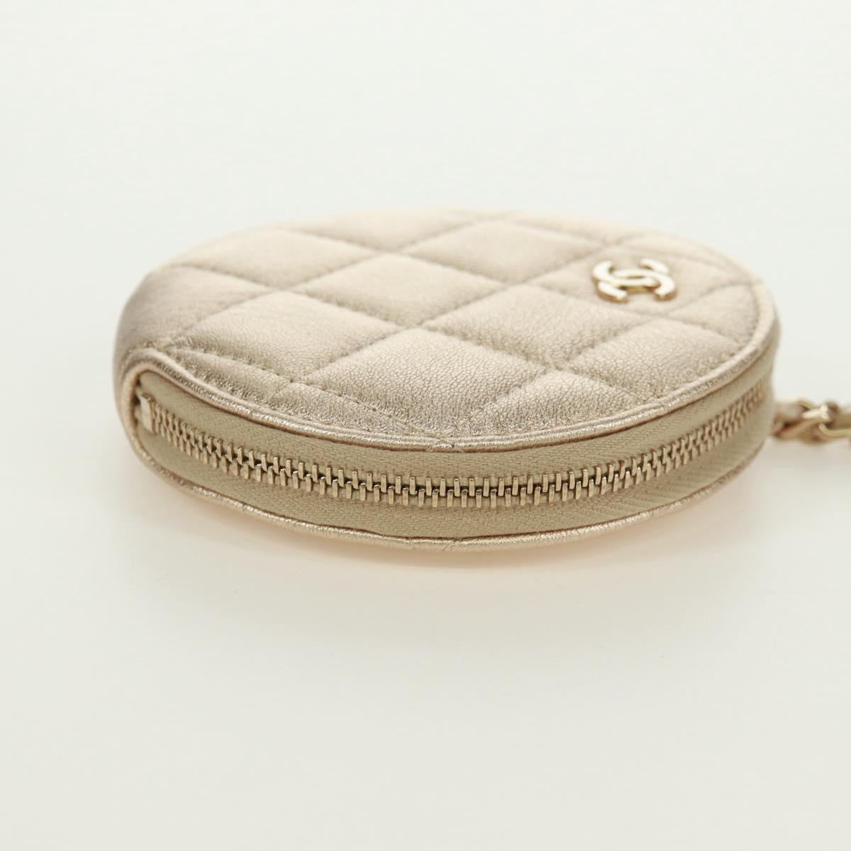 CHANEL Matelasse Air Pods Case & Coin Purse Earphone Lamb Skin CC Auth 171853SM