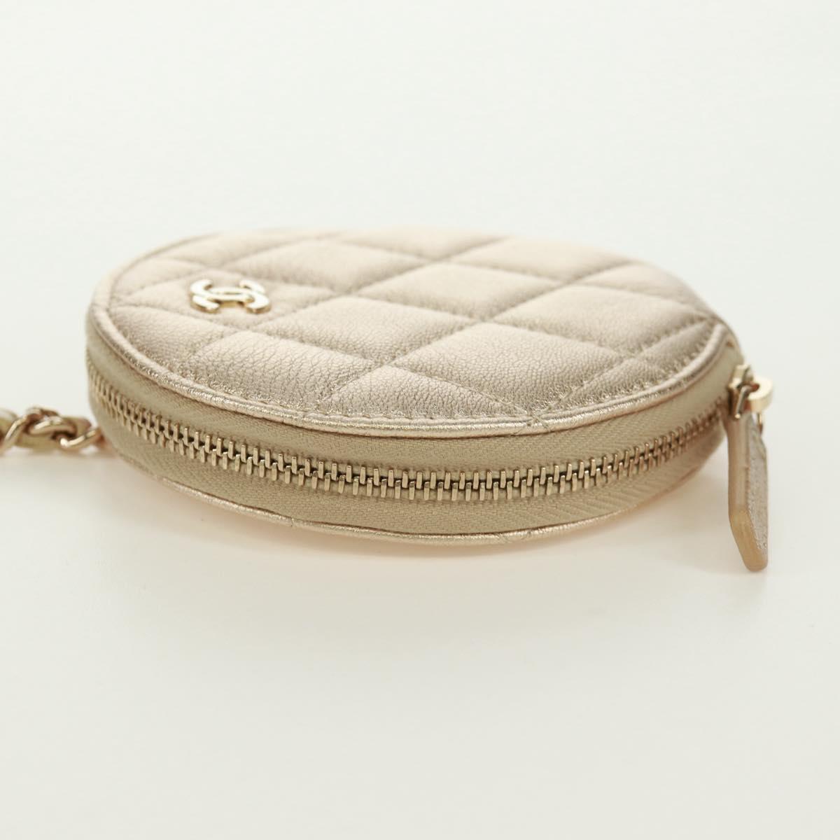 CHANEL Matelasse Air Pods Case & Coin Purse Earphone Lamb Skin CC Auth 171853SM