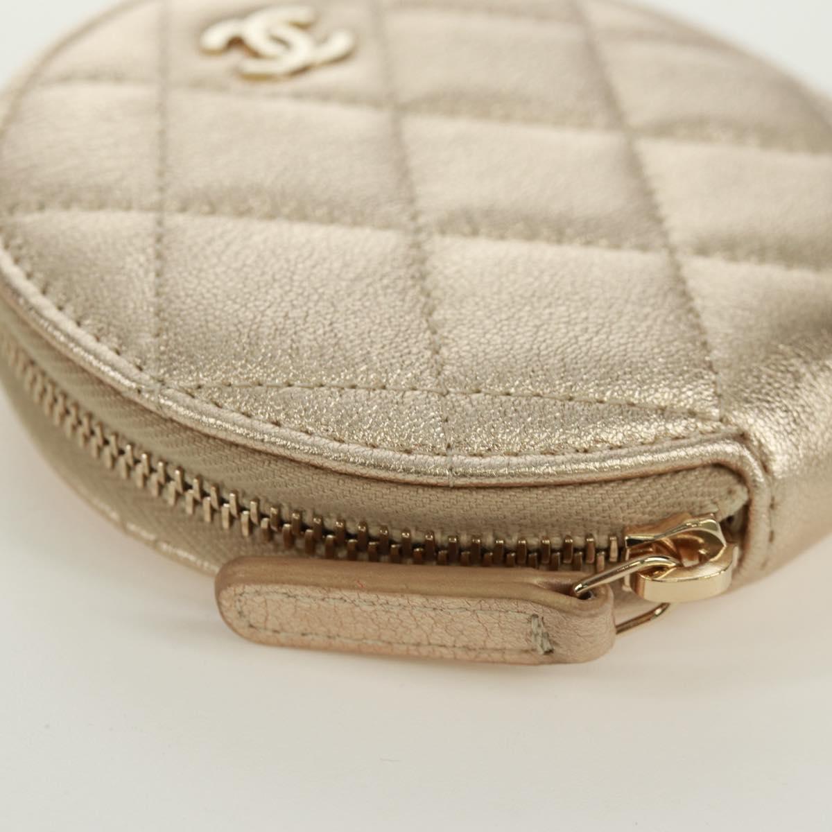 CHANEL Matelasse Air Pods Case & Coin Purse Earphone Lamb Skin CC Auth 171853SM