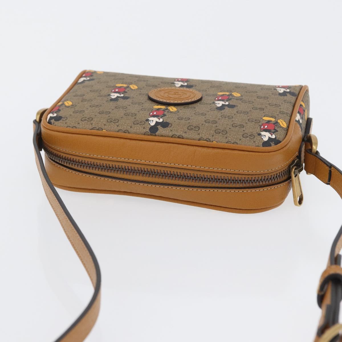 GUCCI Micro GG Supreme Disney Shoulder Bag PVC Beige Gold 602536 Auth 171854SAM