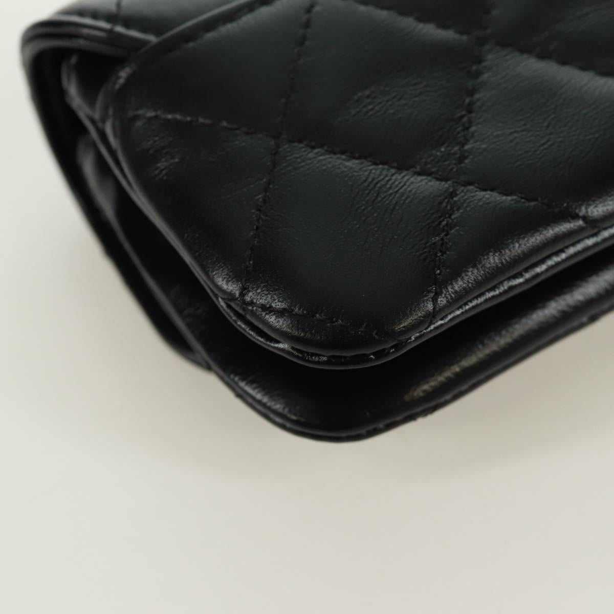 CHANEL Matelasse Pouch Leather Black Gold CC Auth 171856SAM