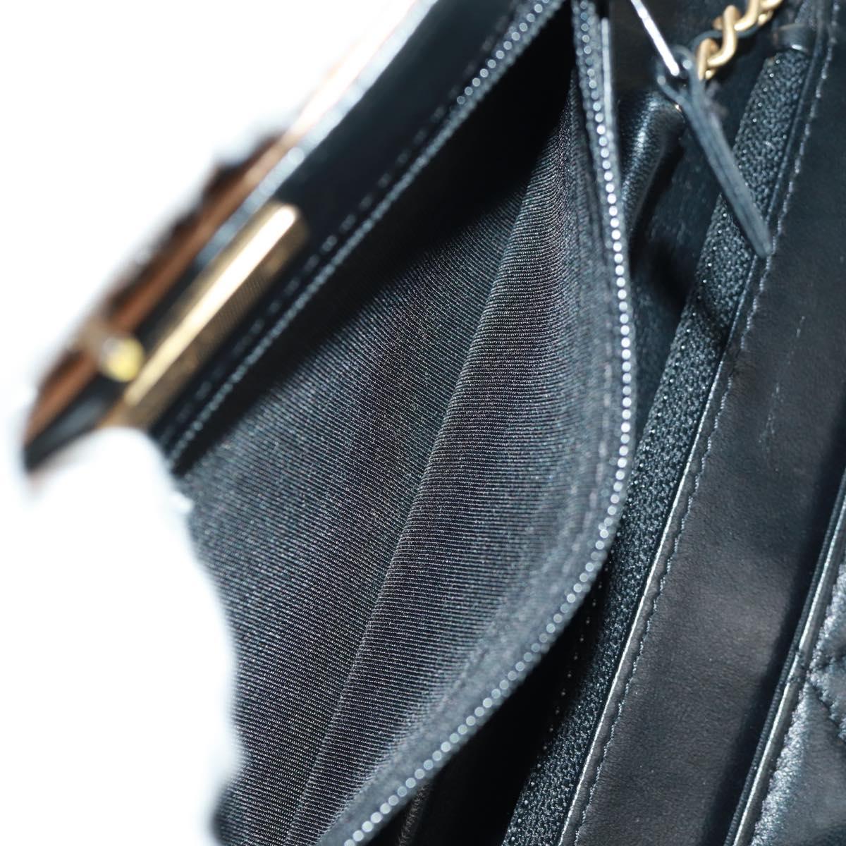 CHANEL Matelasse Chain Wallet Lamb Skin Black CC Auth 171862SAM