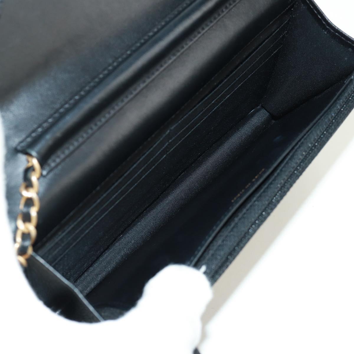 CHANEL Matelasse Chain Wallet Lamb Skin Black CC Auth 171862SAM