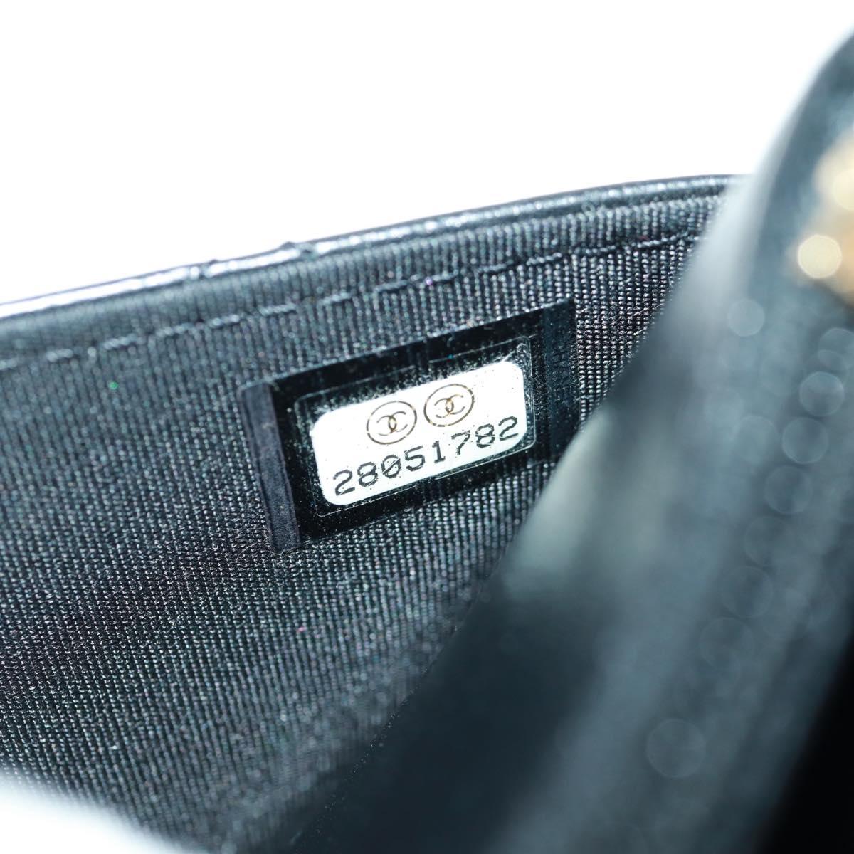 CHANEL Matelasse Chain Wallet Lamb Skin Black CC Auth 171862SAM