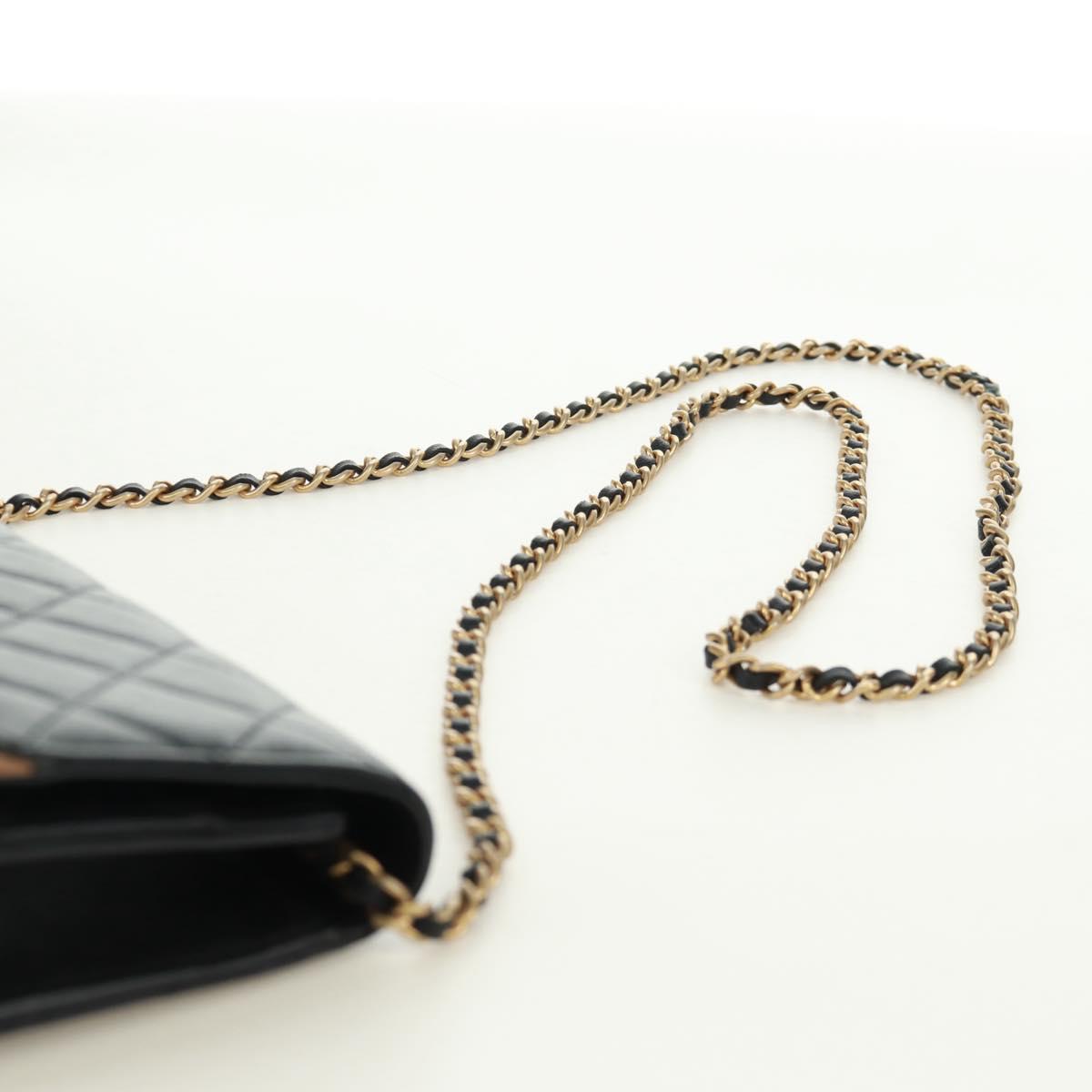CHANEL Matelasse Chain Wallet Lamb Skin Black CC Auth 171862SAM