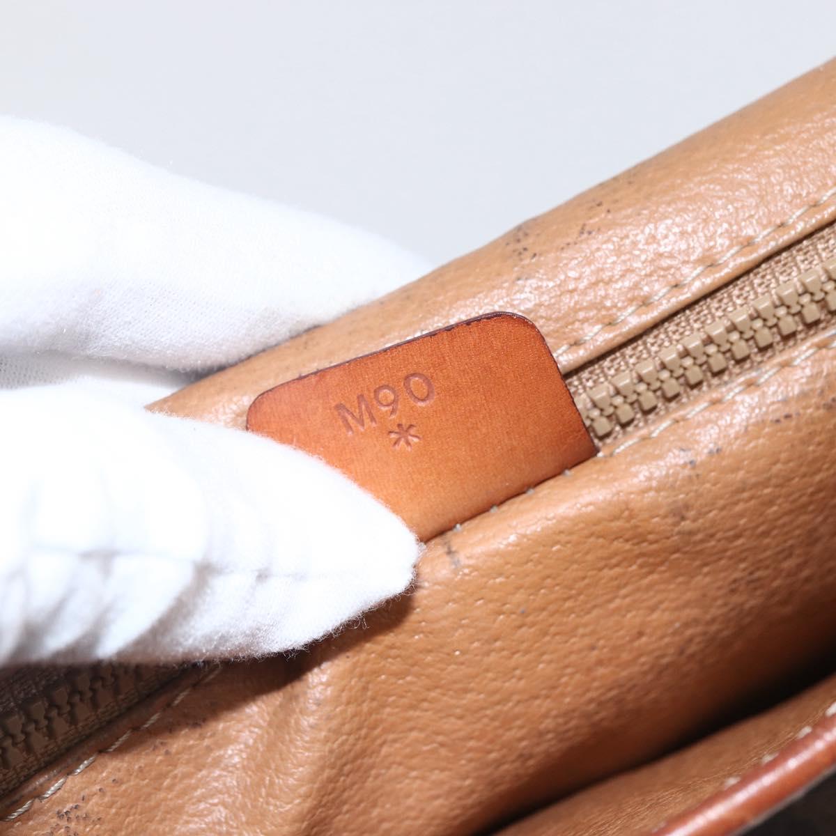 CELINE Macadam Canvas Circle Clutch Bag PVC Leather Brown Gold Auth 171869