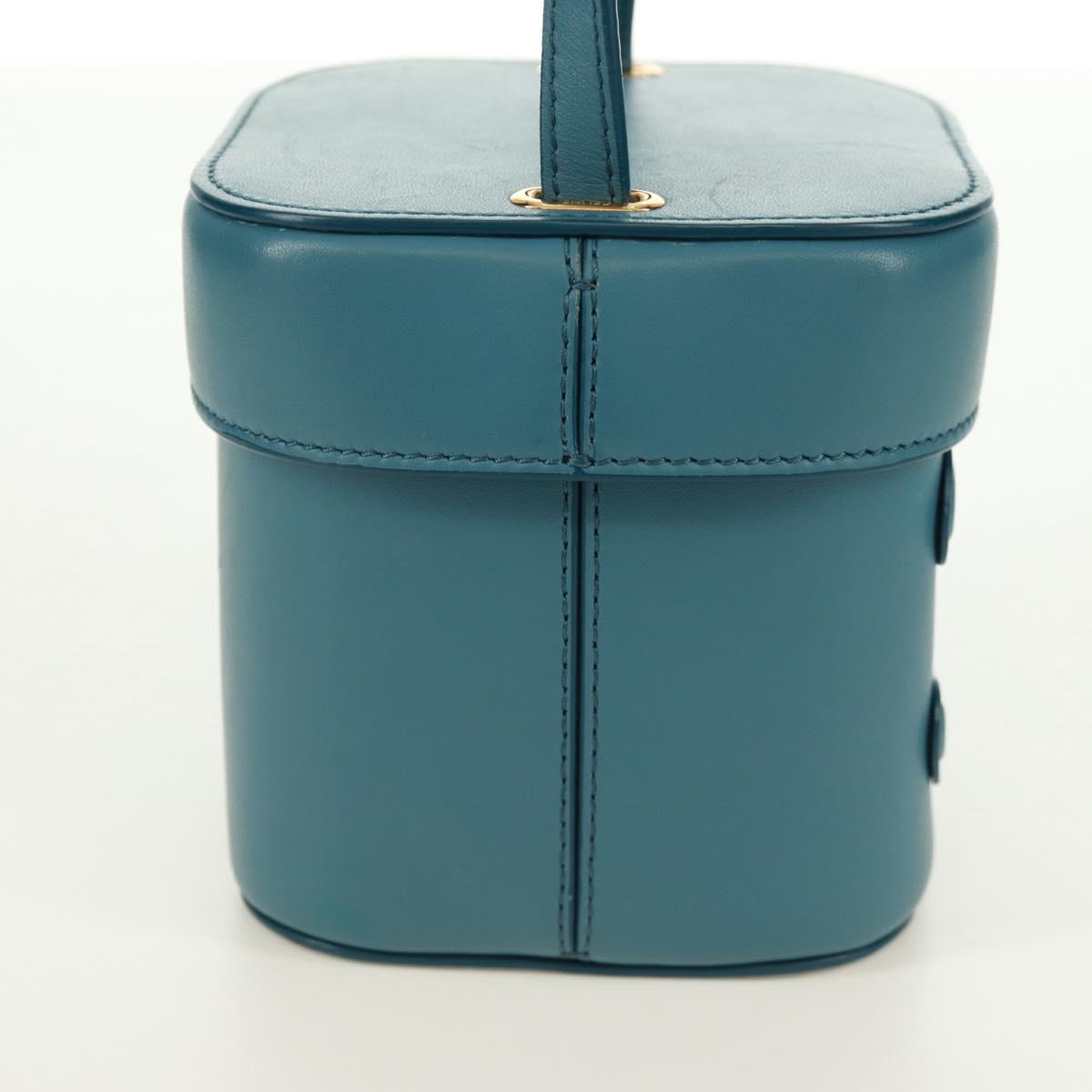 CELINE Triomphe Shoulder Bag Leather Blue Gold Auth 171873M